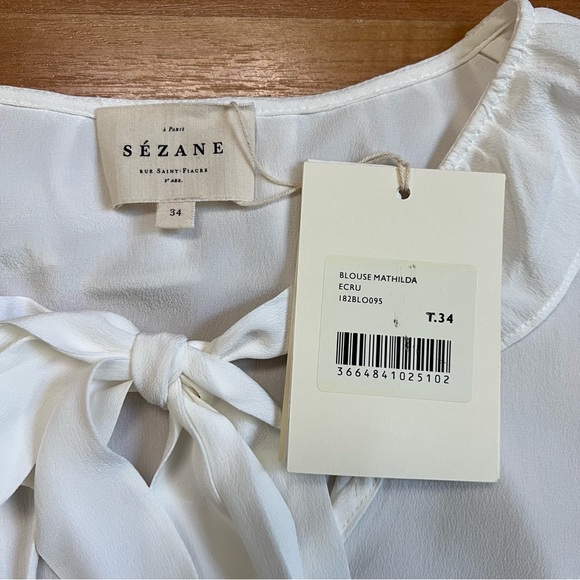 Sezane Mathilda Blouse in Ecru White Size 34 - Picture 7 of 9